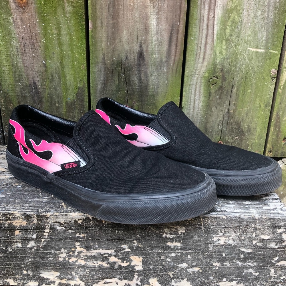 Vans Asher Skate Flame Print Slip On Shoes